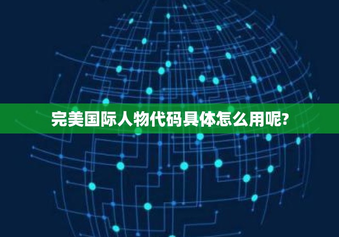 完美国际人物代码具体怎么用呢?