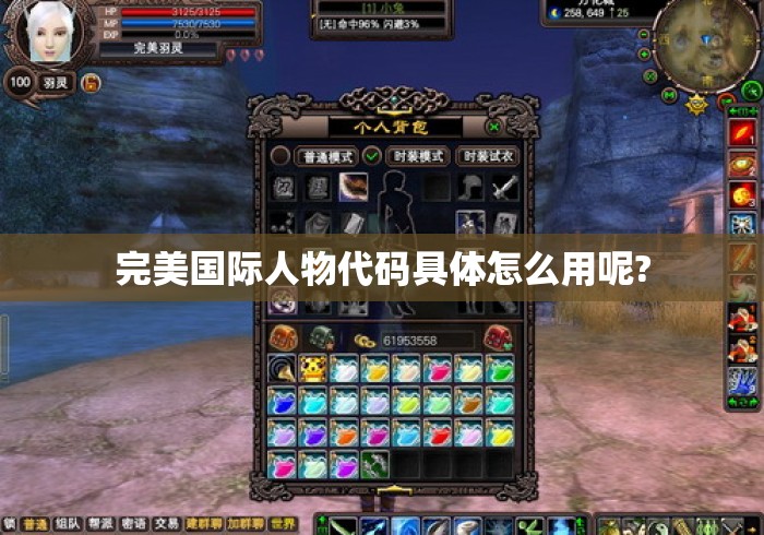 完美国际人物代码具体怎么用呢?