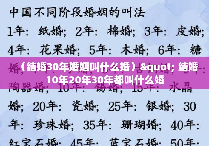 （结婚30年婚姻叫什么婚）" 结婚10年20年30年都叫什么婚