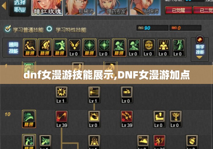 dnf女漫游技能展示,DNF女漫游加点