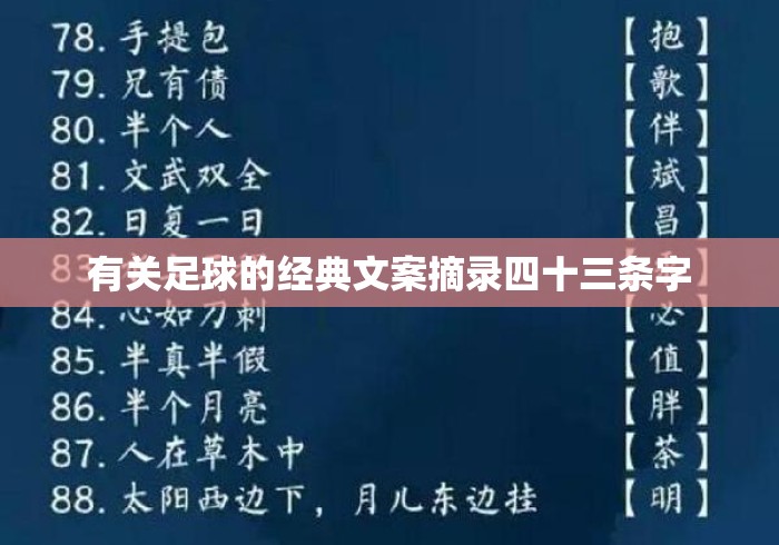 有关足球的经典文案摘录四十三条字