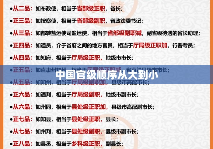 中国官级顺序从大到小