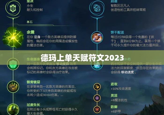 德玛上单天赋符文2023 德玛上单天赋符文2023