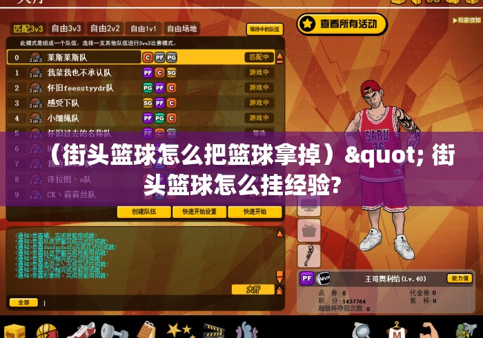 （街头篮球怎么把篮球拿掉）" 街头篮球怎么挂经验?