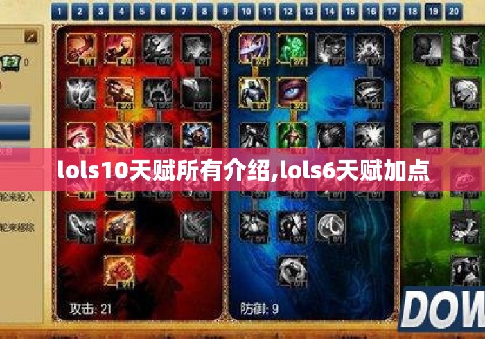 lols10天赋所有介绍,lols6天赋加点