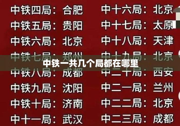 中铁一共几个局都在哪里 中铁一共几个局都在哪里