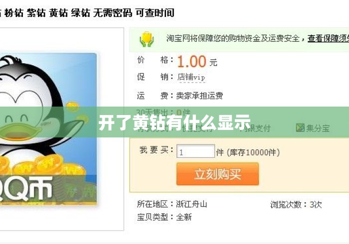 开了黄钻有什么显示
