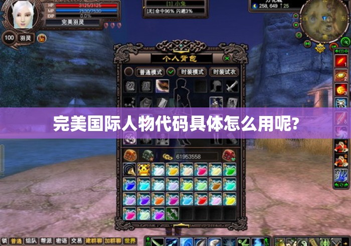 完美国际人物代码具体怎么用呢?