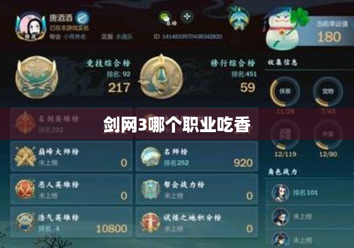 剑网3哪个职业吃香