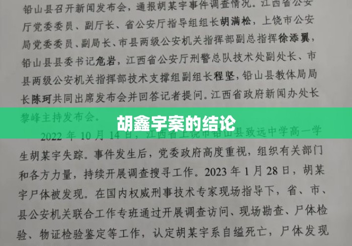 胡鑫宇案的结论 胡鑫宇案的结论