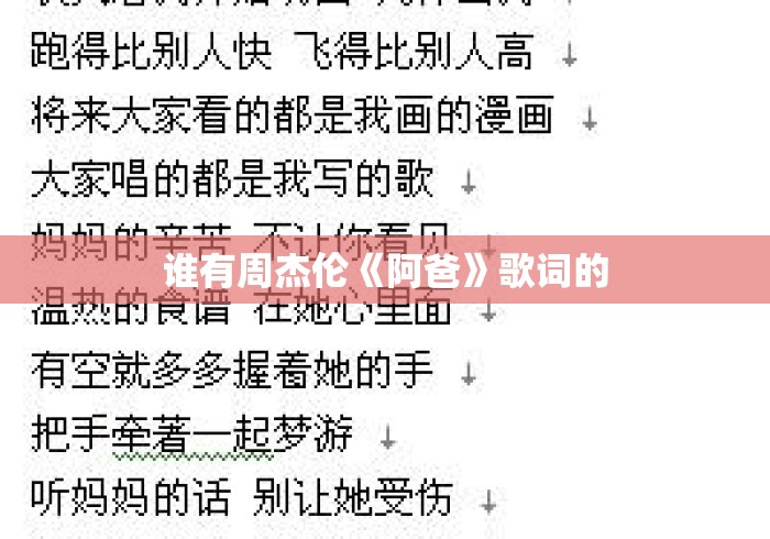 谁有周杰伦《阿爸》歌词的